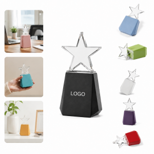 Crystal Star Trophy with Colored Base